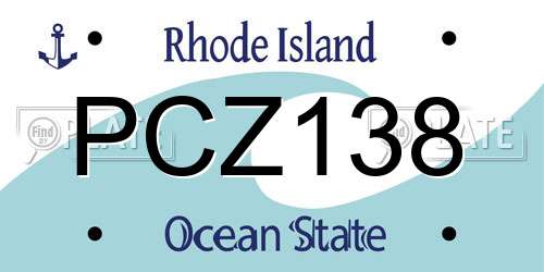 PCZ138 Rhode Island License Plate