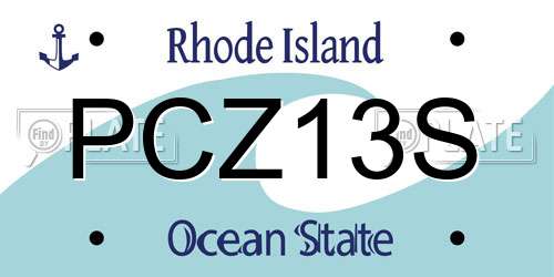 PCZ13S Rhode Island License Plate