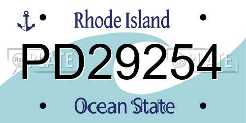 PD29254 Rhode Island License Plate