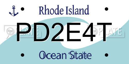 PD2E4T Rhode Island License Plate
