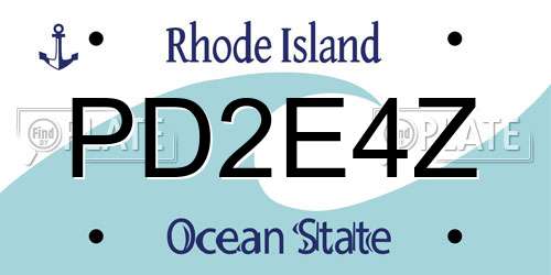 PD2E4Z Rhode Island License Plate