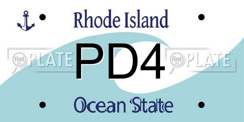 PD4 Rhode Island License Plate