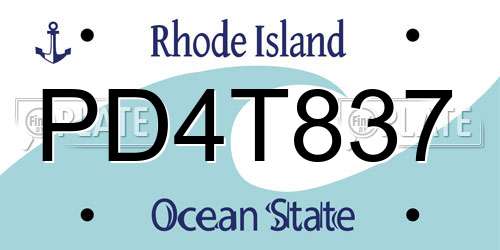 PD4T837 Rhode Island License Plate