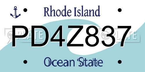 PD4Z837 Rhode Island License Plate