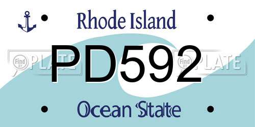 PD592 Rhode Island License Plate