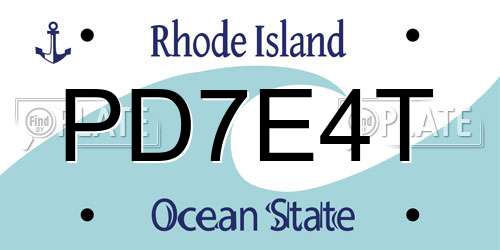 PD7E4T Rhode Island License Plate