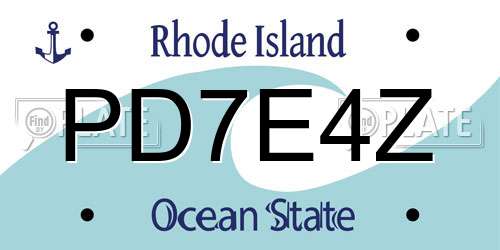 PD7E4Z Rhode Island License Plate
