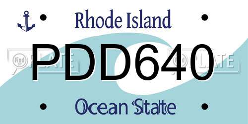 PDD640 Rhode Island License Plate