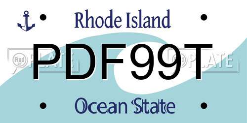 PDF99T Rhode Island License Plate