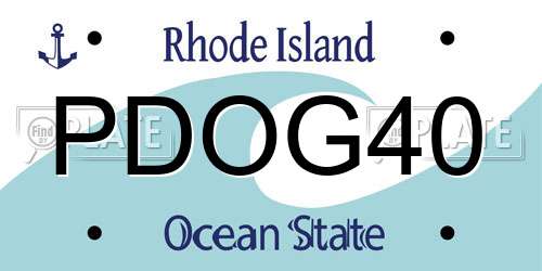 PDOG40 Rhode Island License Plate