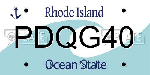 PDQG40 Rhode Island License Plate