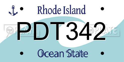 PDT342 Rhode Island License Plate