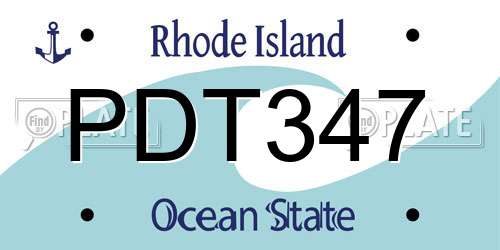 PDT347 Rhode Island License Plate