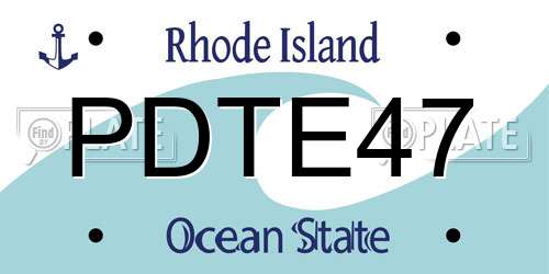 PDTE47 Rhode Island License Plate