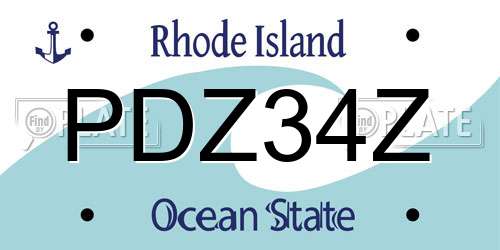 PDZ34Z Rhode Island License Plate