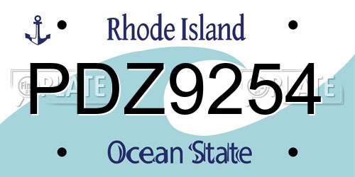 PDZ9254 Rhode Island License Plate