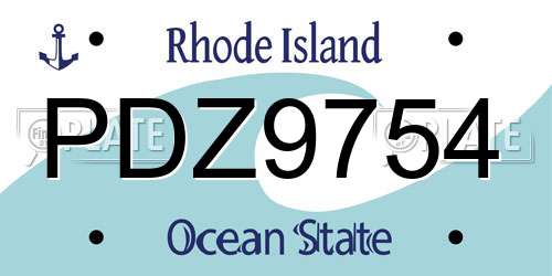 PDZ9754 Rhode Island License Plate