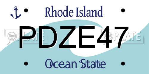 PDZE47 Rhode Island License Plate