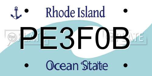 PE3F0B Rhode Island License Plate