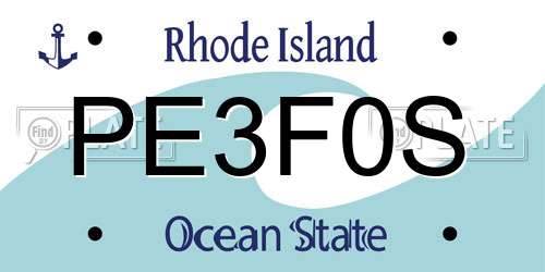PE3F0S Rhode Island License Plate