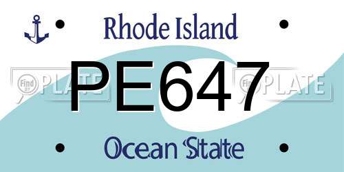 PE647 Rhode Island License Plate