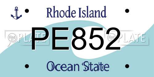 PE852 Rhode Island License Plate