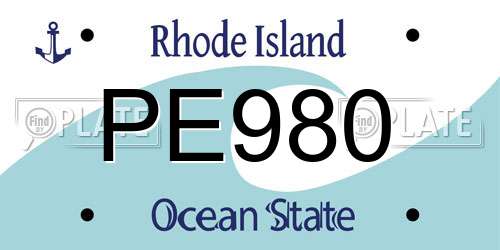 PE980 Rhode Island License Plate