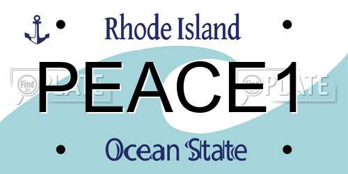 PEACE1 Rhode Island License Plate