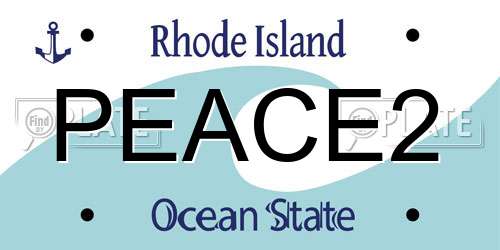 PEACE2 Rhode Island License Plate