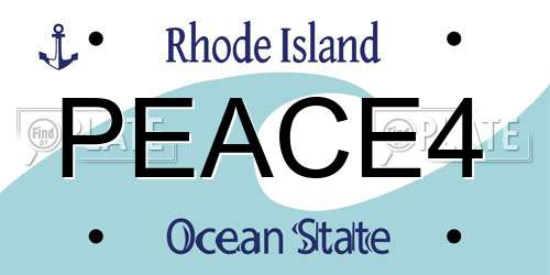 PEACE4 Rhode Island License Plate