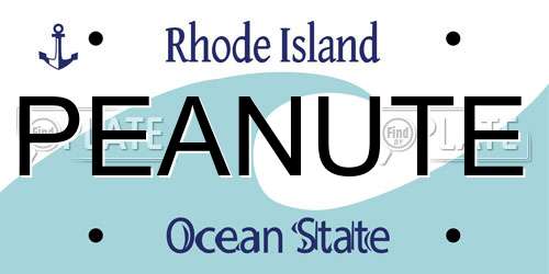 PEANUTE Rhode Island License Plate