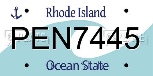 PEN7445 Rhode Island License Plate