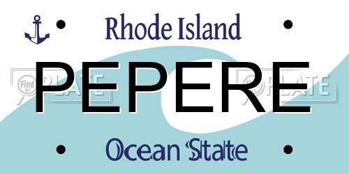PEPERE Rhode Island License Plate