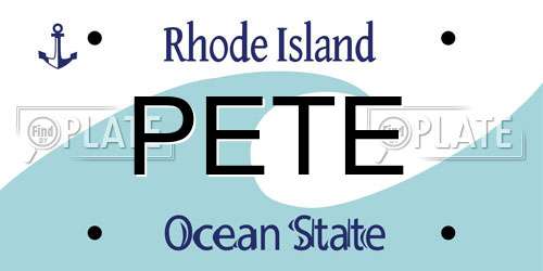 PETE Rhode Island License Plate