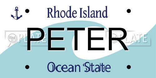 PETER Rhode Island License Plate