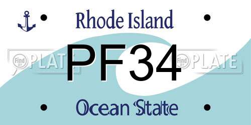 PF34 Rhode Island License Plate
