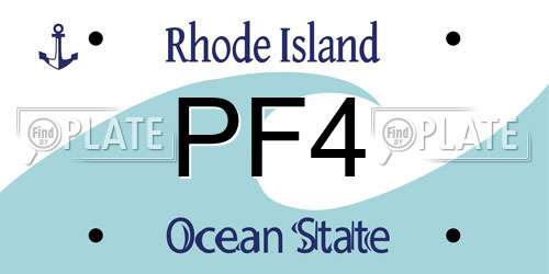 PF4 Rhode Island License Plate