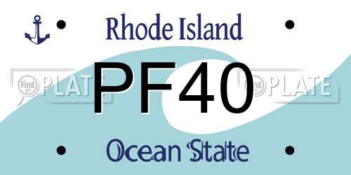 PF40 Rhode Island License Plate
