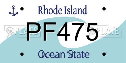 PF475 Rhode Island License Plate