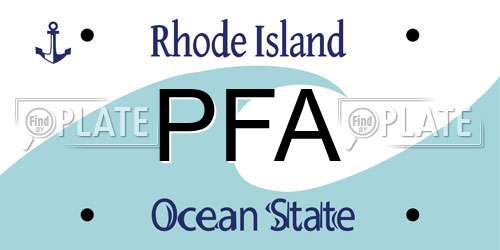 PFA Rhode Island License Plate