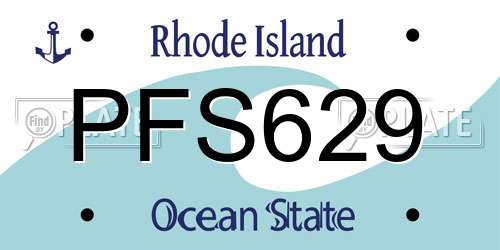 PFS629 Rhode Island License Plate