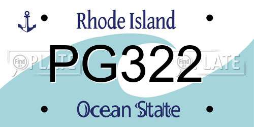 PG322 Rhode Island License Plate