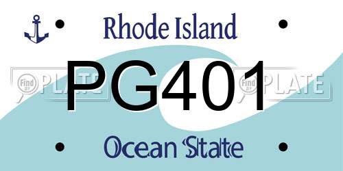 PG401 Rhode Island License Plate