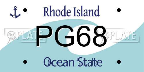 PG68 Rhode Island License Plate