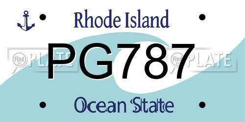 PG787 Rhode Island License Plate