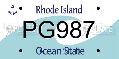 PG987 Rhode Island License Plate
