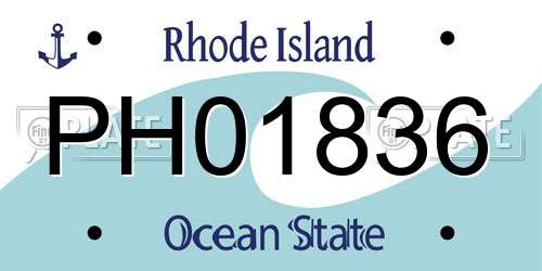 PH01836 Rhode Island License Plate