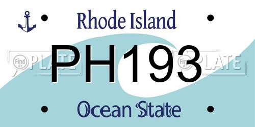 PH193 Rhode Island License Plate