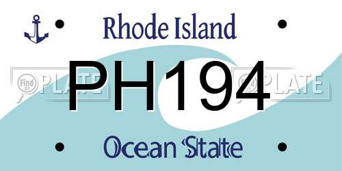 PH194 Rhode Island License Plate