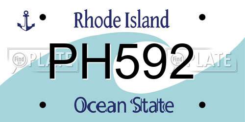 PH592 Rhode Island License Plate